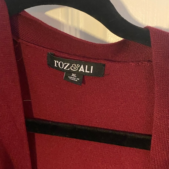 Roz & Ali by Dress Barn Burgundy Sweater with Lace-Up Detail - Picture 3 of 4